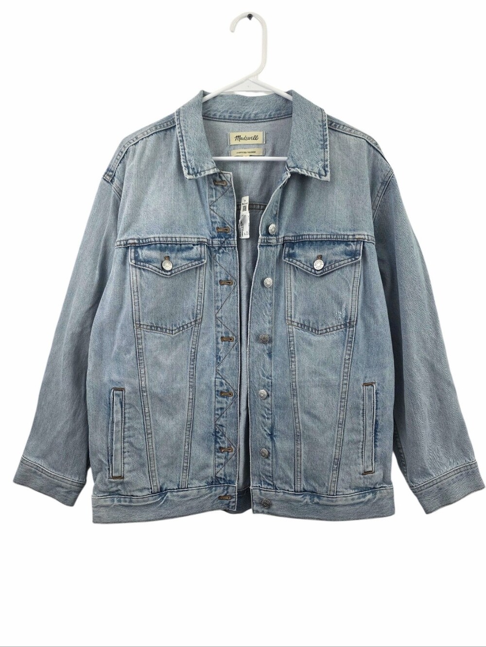 NWT Madewell Oversized Trucker Jean Jacket Light Wash Coat Layer Casual Medium